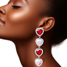 Load image into Gallery viewer, AURBO Crystal Quad Heart Earrings
