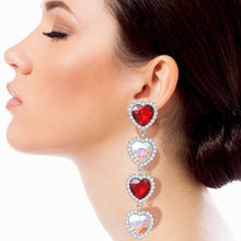 Load image into Gallery viewer, AURBO Crystal Quad Heart Earrings
