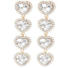 Load image into Gallery viewer, Gold Crystal Quad Heart Earrings
