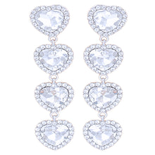 Load image into Gallery viewer, Silver Crystal Quad Heart Earrings
