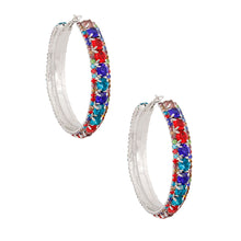 Load image into Gallery viewer, Silver Multi Stone Claw Set Hoops
