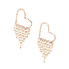 Load image into Gallery viewer, Fringe Gold Large Pave Heart Earrings for Women
