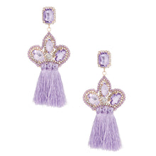 Load image into Gallery viewer, Lavender Triple Tassel Stone Earrings
