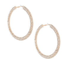 Load image into Gallery viewer, Gold Stacked Pave 80mm Hoops
