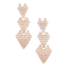 Load image into Gallery viewer, Triple Heart Pave Gold Earrings
