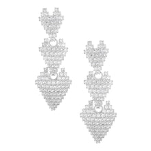 Load image into Gallery viewer, Triple Heart Pave Silver Earrings
