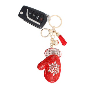 Keychain Red Winter Mitten Bag Clip for Women