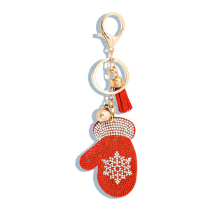 Keychain Red Winter Mitten Bag Clip for Women