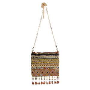 Brown Boho Beaded Crossbody