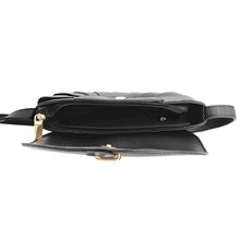 Load image into Gallery viewer, Black Pleated Semicircle Crossbody
