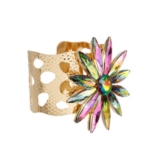Load image into Gallery viewer, Pink Green Flower Open Cuff
