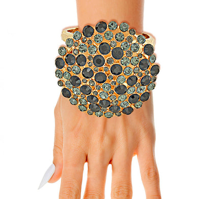 Black Rhinestone Dome Cluster Cuff