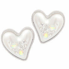 Load image into Gallery viewer, Silver Pearl Heart Studs
