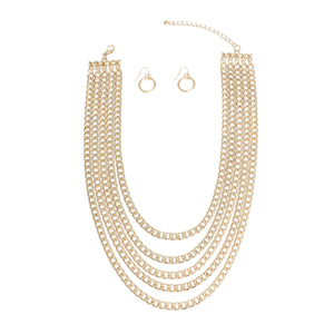 Chain Necklace Gold Curb Layered for Women