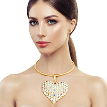 Load image into Gallery viewer, Gold Collar XL Aurora Borealis Heart Set
