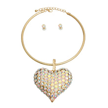 Load image into Gallery viewer, Gold Collar XL Aurora Borealis Heart Set
