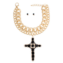 Load image into Gallery viewer, Chunky Black Jumbo Cross Necklace
