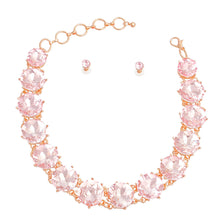 Load image into Gallery viewer, Gold and Pink Round Crystal Link Necklace
