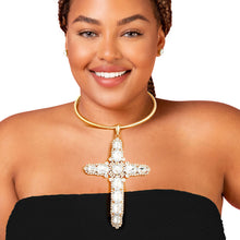 Load image into Gallery viewer, Rigid Gold Halo Cross Necklace
