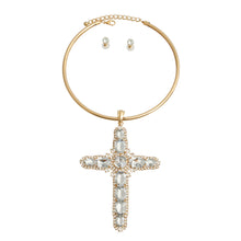 Load image into Gallery viewer, Rigid Gold Halo Cross Necklace
