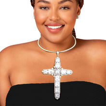 Load image into Gallery viewer, Rigid Silver Halo Cross Necklace
