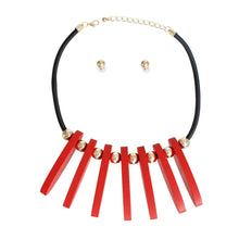Load image into Gallery viewer, Necklace Red Long Wood Bead Bib for Women
