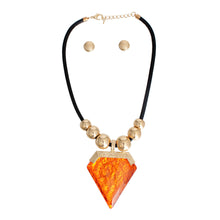 Load image into Gallery viewer, Orange Diamond Shaped Pendant Set
