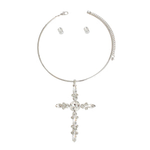 Marquise Silver Cross Set