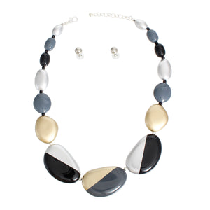 Necklace Black Bead Graduated Set for Women