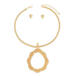 Pendant Necklace Gold Wire Teardrop Set for Women