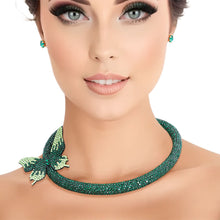 Load image into Gallery viewer, Choker Green Bling Butterfly Set for Women
