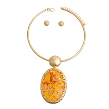 Load image into Gallery viewer, Oval Yellow Confetti Gold Collar Necklace
