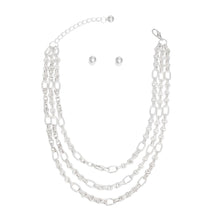 Load image into Gallery viewer, Necklace Silver Triple Chain Link Set for Women
