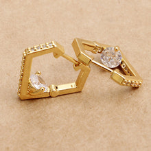 Load image into Gallery viewer, 14K Gold CZ Diamond Huggie Hoops
