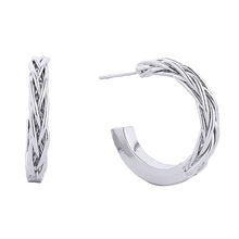 Load image into Gallery viewer, 14K White Gold Braided Post Hoops
