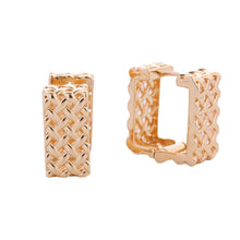 Load image into Gallery viewer, 14K Gold Rattan Square Huggie Hoops
