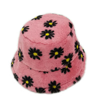 Load image into Gallery viewer, Pink Floral Faux Fur Bucket Hat
