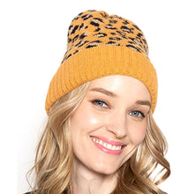 Load image into Gallery viewer, Mustard Leopard Cuff Beanie
