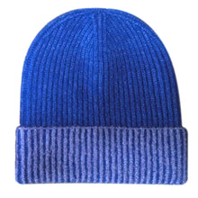 Load image into Gallery viewer, Beanie Blue Two Tone Cuffed Hat for Women
