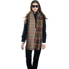 Load image into Gallery viewer, Olive Plaid Houndstooth Reversible Scarf
