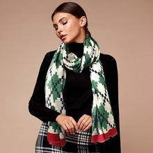 Load image into Gallery viewer, Green Pixel Argyle Scarf
