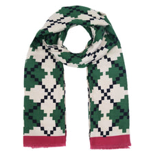 Load image into Gallery viewer, Green Pixel Argyle Scarf
