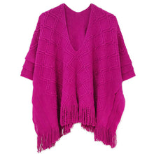 Load image into Gallery viewer, Berry Purple Crochet Poncho
