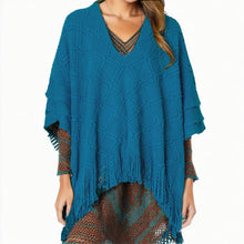 Load image into Gallery viewer, Teal Crochet Poncho
