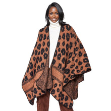 Load image into Gallery viewer, Kimono Cardigan Poly Brown Leopard Knit for Women
