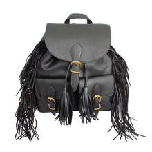 Load image into Gallery viewer, Backpack Black Leather Fringe Bag for Women
