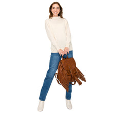 Load image into Gallery viewer, Backpack Brown Leather Fringe Bag for Women
