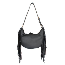 Load image into Gallery viewer, Black Moto Fringe Shoulder Bag
