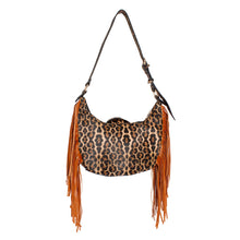 Load image into Gallery viewer, Leopard Moto Fringe Shoulder Bag
