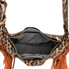 Load image into Gallery viewer, Leopard Moto Fringe Shoulder Bag
